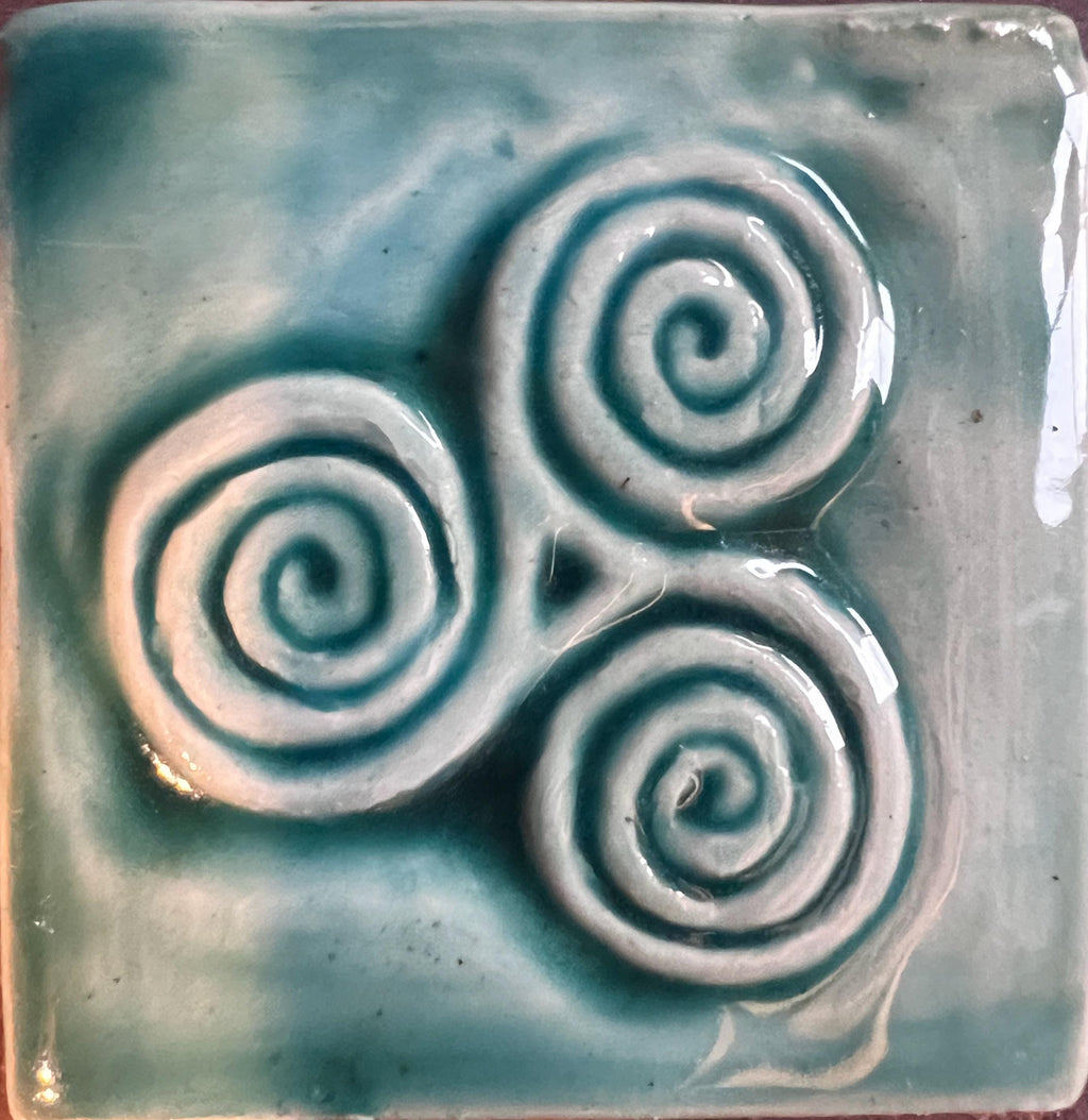 2"Newgrange Spiral Handmade Ceramic Tile, Celtic Wall Art | UK & Europe Delivery