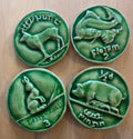 Handcrafted Ceramic Irish Coin Tiles: Animal Series, Set of 4