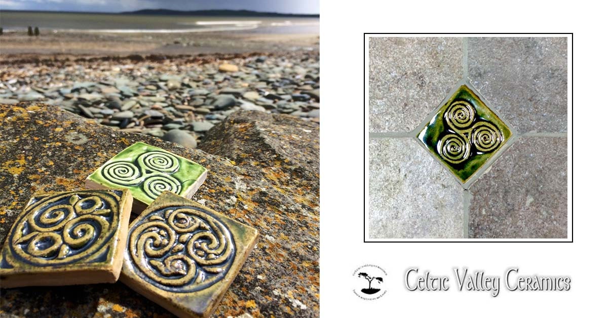 2"Newgrange Spiral Handmade Ceramic Tile, Celtic Wall Art | UK & Europe Delivery