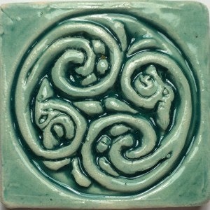 Celtic Bas Relief Tiles: Irish Art Inspired Earthenware (Set of four)