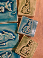 2"Ceramic accent tile with bas relief Irish Hare
