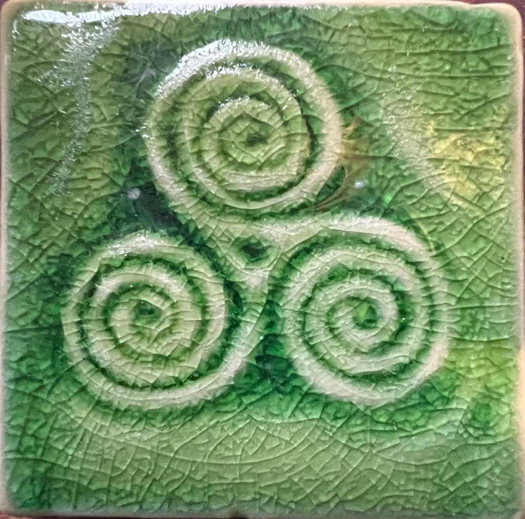 2"Newgrange Spiral Handmade Ceramic Tile, Celtic Wall Art | UK & Europe Delivery