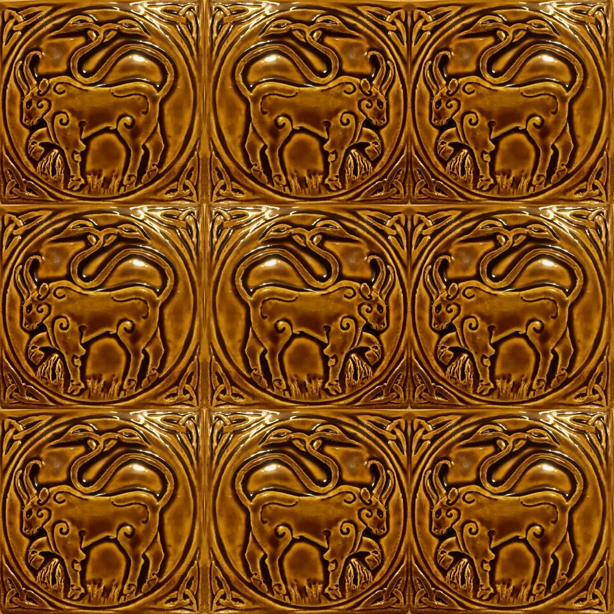 Handmade Celtic Bull tile