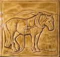 Handmade Plough Horse Backsplash Tile: Wheat Glaze Celtic Border