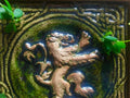 Hand-Carved Lion Ceramic Tile: Moss Green Glaze, G.O.T. House Lannister Style