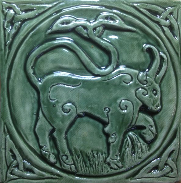 Handmade Celtic Bull tile