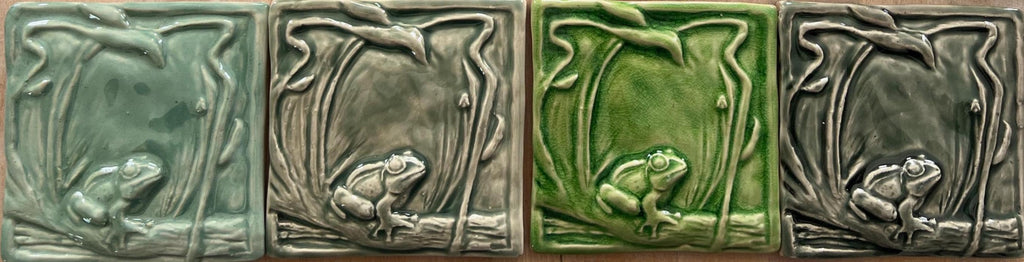 Right facing -Hand-made Arts and Crafts Style 4” frog tile