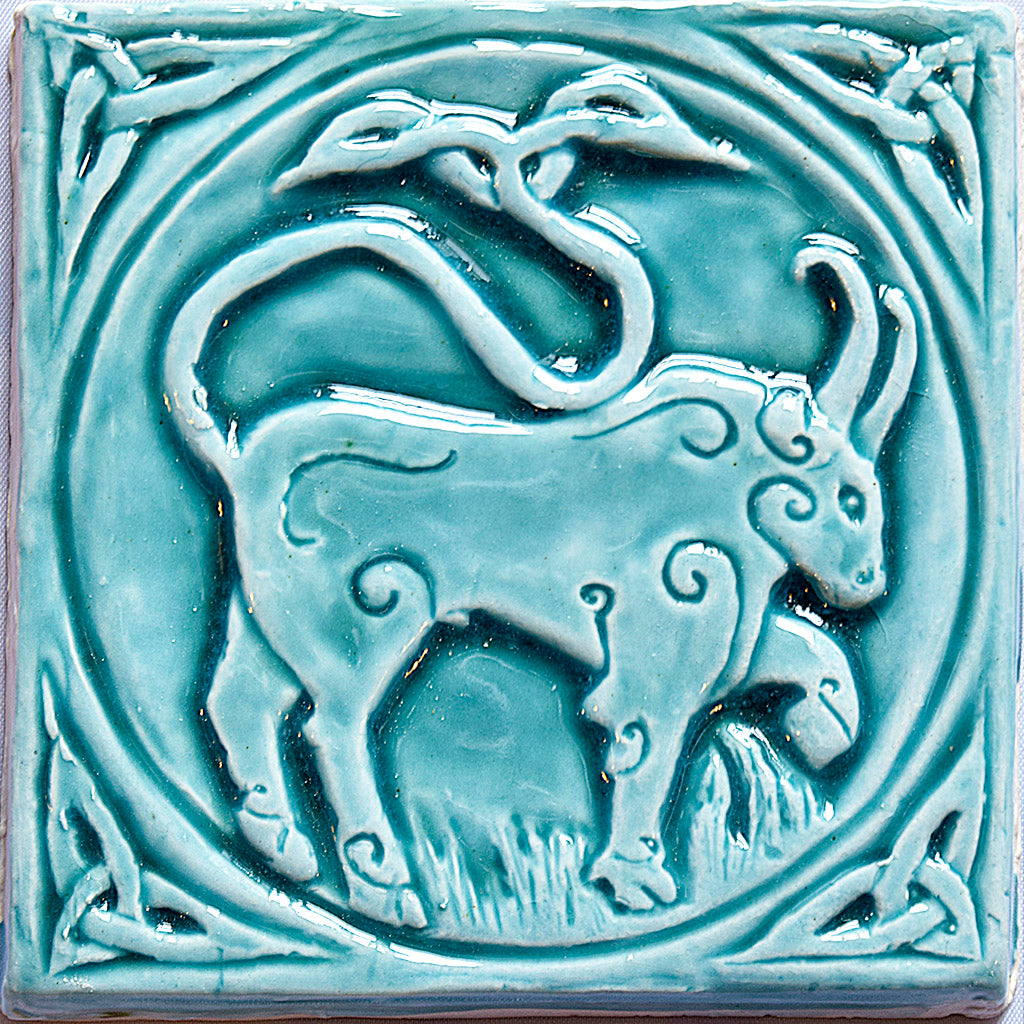 Handmade Celtic Bull tile
