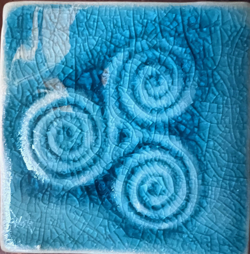 2"Newgrange Spiral Handmade Ceramic Tile, Celtic Wall Art | UK & Europe Delivery