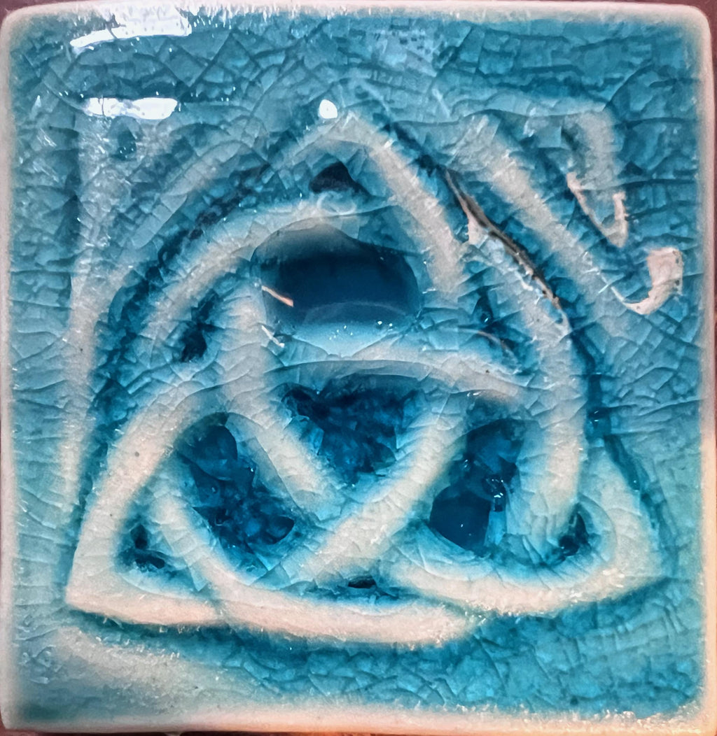 2"Celtic Trinity Knot Handmade Ceramic Tile | Irish Knot work Design, UK & Europe Delivery