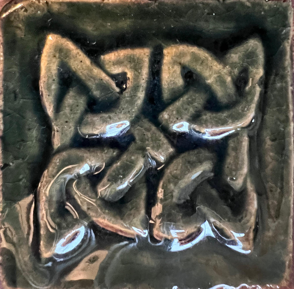 2"Celtic Shield Knot Handmade Ceramic Tile, Wall Art | UK & Europe Delivery