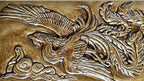 Ceramic Phoenix tile in a Burnt Sienna Glaze