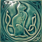 4"Celtic Cat ceramic Tile
