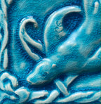 Handmade Celtic Seal Tile: Turquoise Selkie Bas Relief (4 inch)