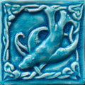 Handmade Celtic Seal Tile: Turquoise Selkie Bas Relief (4 inch)