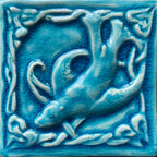 Handmade Celtic Seal Tile: Turquoise Selkie Bas Relief (4 inch)
