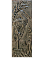 Ceramic Elegant Heron, 8″ x 24″ in Grey green glaze.