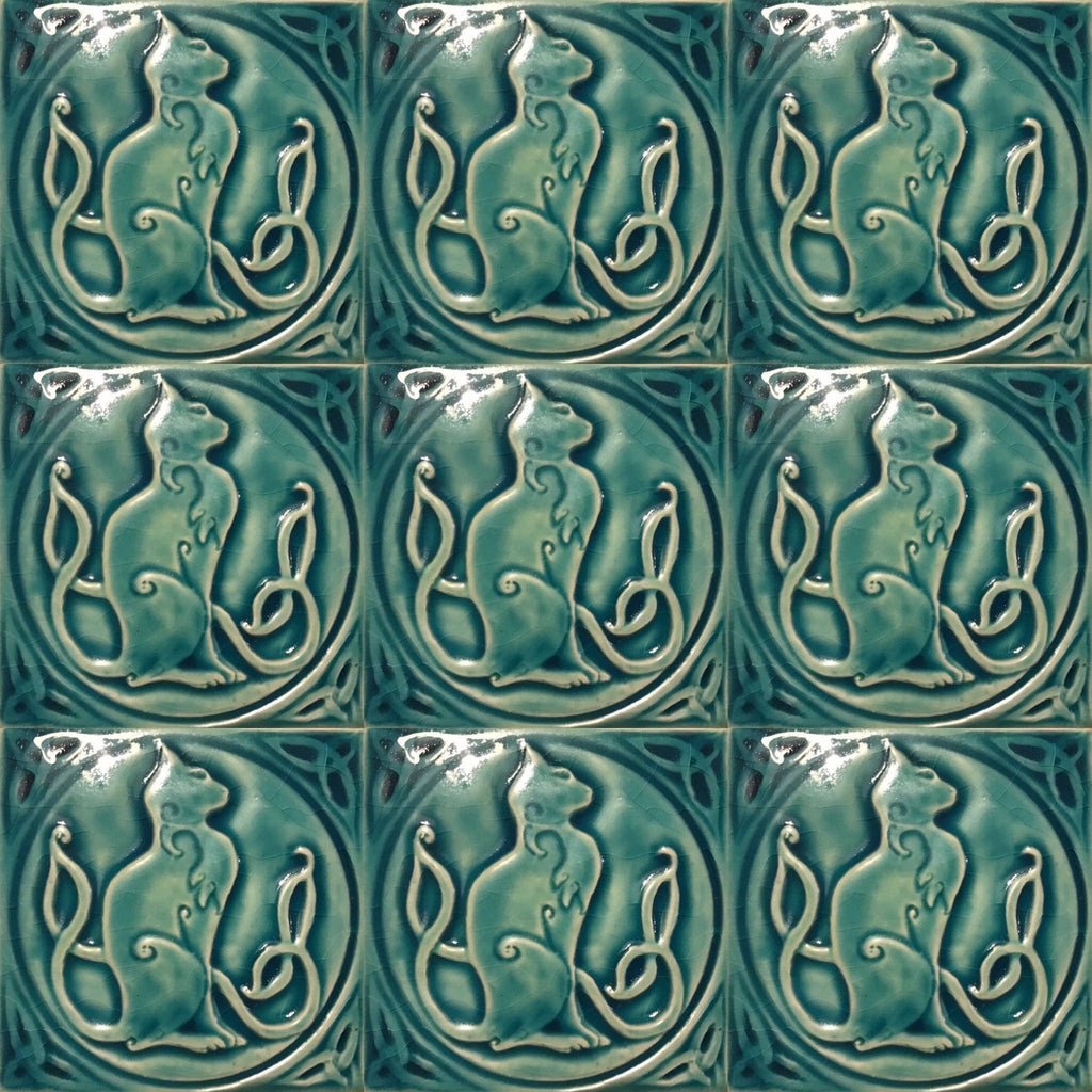 4"Celtic Cat ceramic Tile