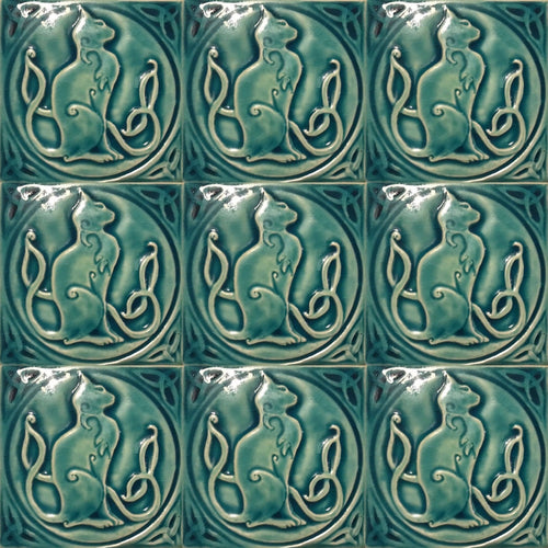 4"Celtic Cat ceramic Tile