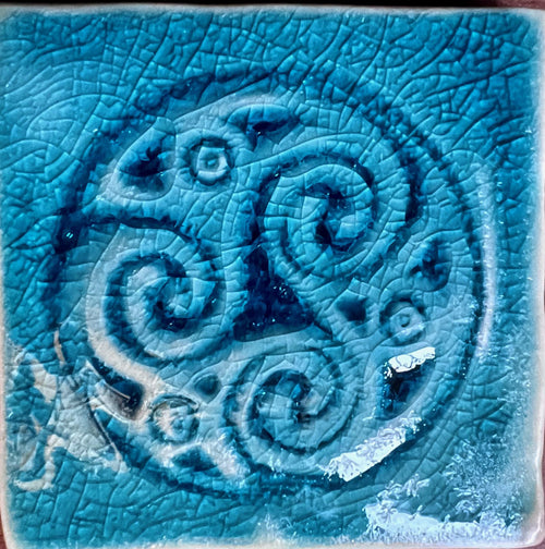 2"Handmade Irish Ceramic Tile – Celtic Triskelion Spiral Design | Celtic Art Wall Tile | UK & EU Shipping