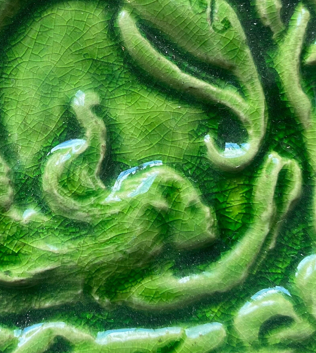 4"Handmade Celtic Mermaid ceramic bas relief tile in crackle apple  glaze( other glaze options available)