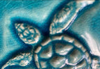 4”Ceramic sea Turtle tile in crackle blue