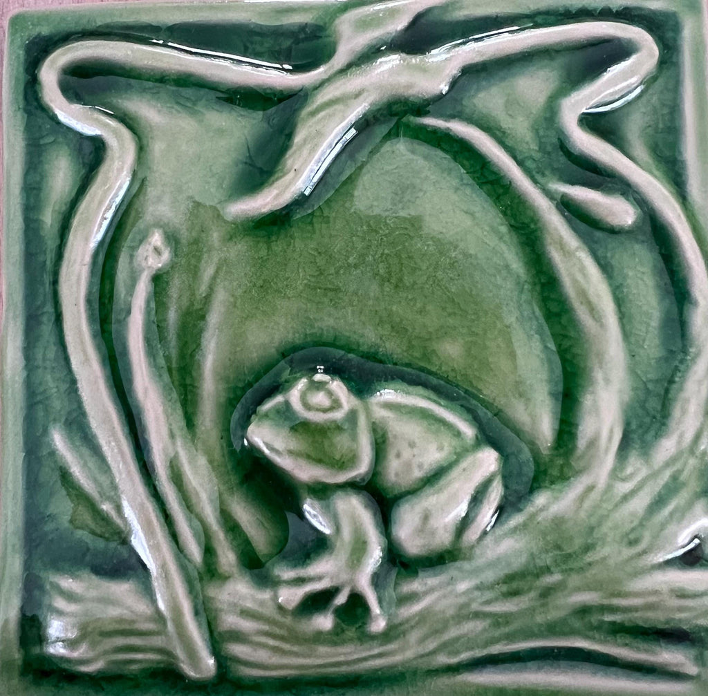 Left Facing Hand-made Arts and Crafts Style 4” frog tile