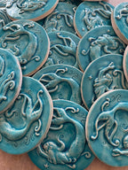 Round 6" Mermaid tile In a crackle blue glaze