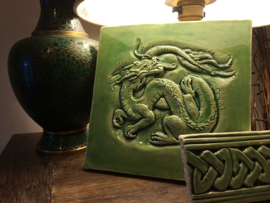 Handmade Chinese Dragon ceramic tile,,