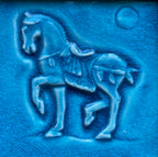 Ceramic bas relief Chinese Warrior Horse in Caramel glaze