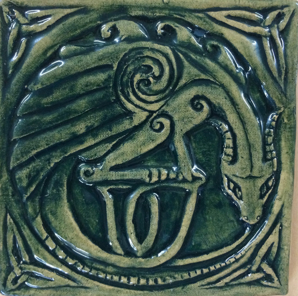 Handmade Celtic Dragon tile