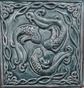 Handmade Ceramic Fish Tile Backsplash: Celtic Border, Turquoise Glaze
