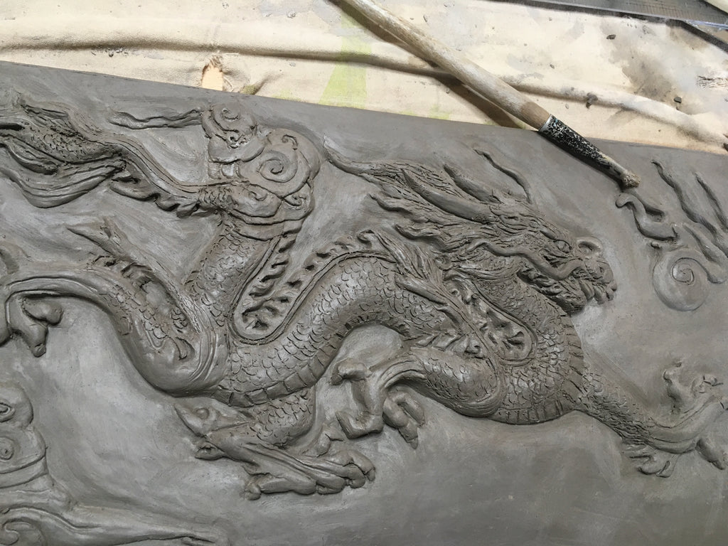 Ceramic handmade Dragon tile