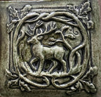 Art Nouveau Stag Tile – Handmade Stoneware Ceramic Tile