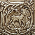 Art Nouveau Roe Deer Tile – Handmade Stoneware Ceramic Tile