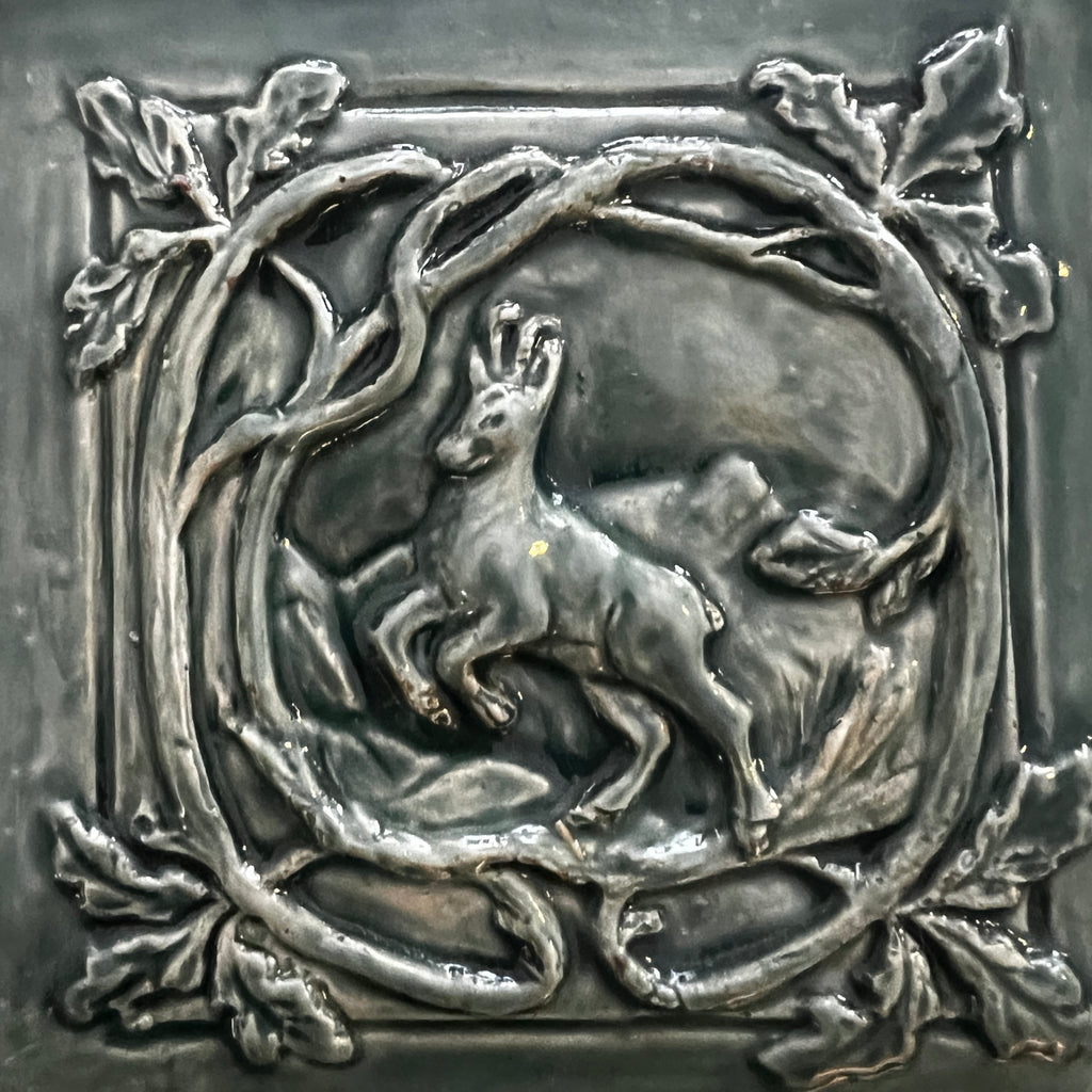 Art Nouveau Chamois (Mountain Goat Tile) – Handmade Stoneware Ceramic Tile