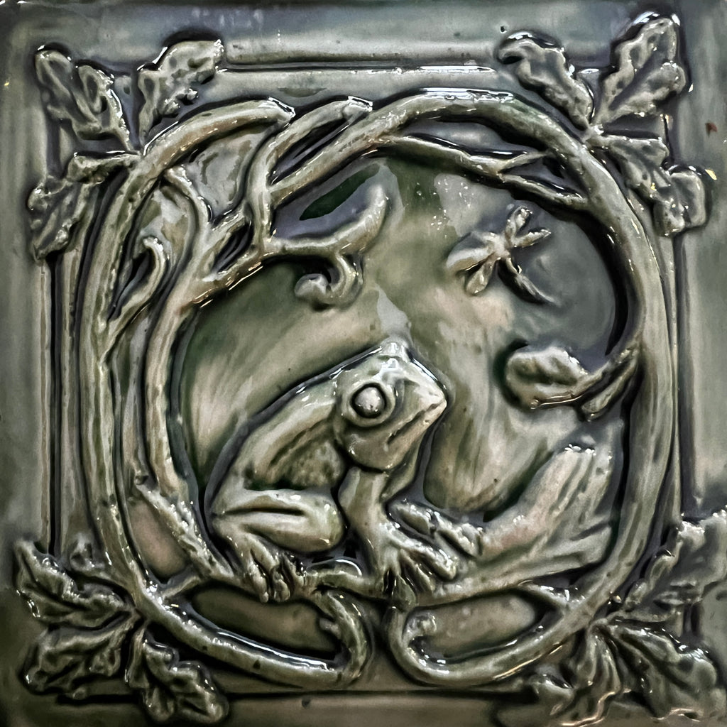 Art Nouveau Frog Tile – Handmade Stoneware Ceramic Tile