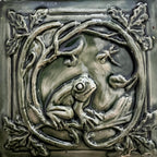 Art Nouveau Frog Tile – Handmade Stoneware Ceramic Tile
