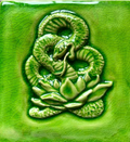 Handmade Chinese snake tile in stoneware clay