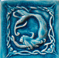 Handmade Celtic Mermaid Tile: Crackle Glaze Ceramic Bas Relief
