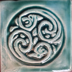 2"Celtic Dragon Spiral Handmade Ceramic Tile ,Wall Art | UK & Europe Delivery