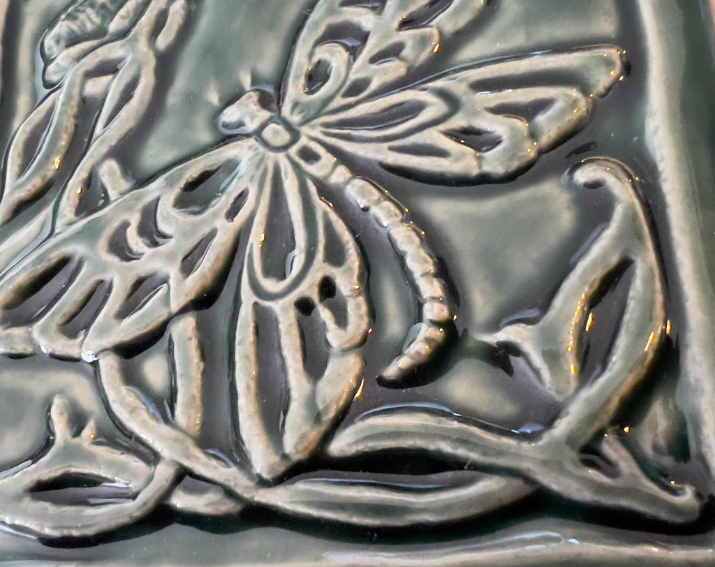 Hand-made Arts and Crafts Style 4" Butterfly tile