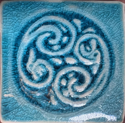 2"Celtic Dragon Spiral Handmade Ceramic Tile ,Wall Art | UK & Europe Delivery