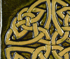 Celtic knot (Vine) ceramic bas relief tile in moss green glaze