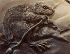 6" Handmade bas -relief ceramic beaver tile