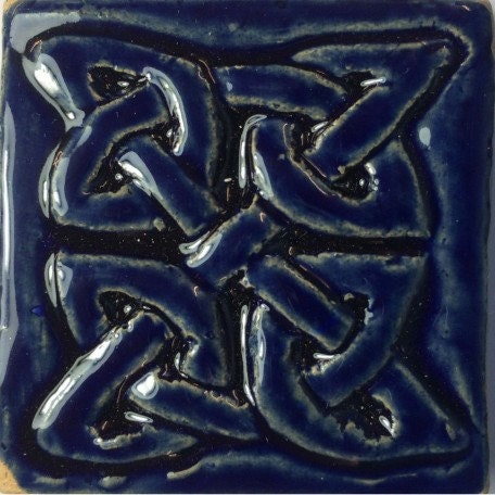 Wee Celtic Stoneware Tile: 2" Hand Carved Accent Tile (set of four)