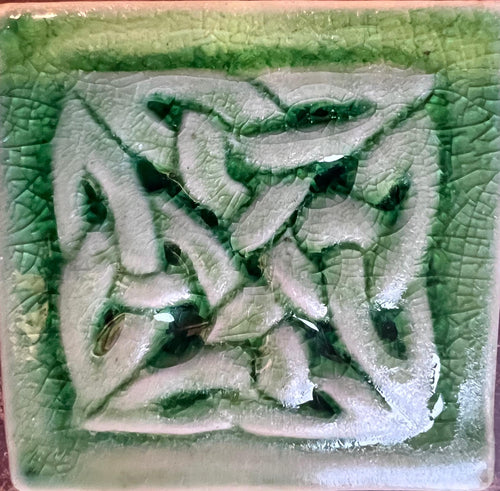 2"Square Celtic Shield Knot Handmade Ceramic Tile, Wall Art | UK & Europe Delivery