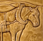 Handmade Plough Horse Backsplash Tile: Wheat Glaze Celtic Border