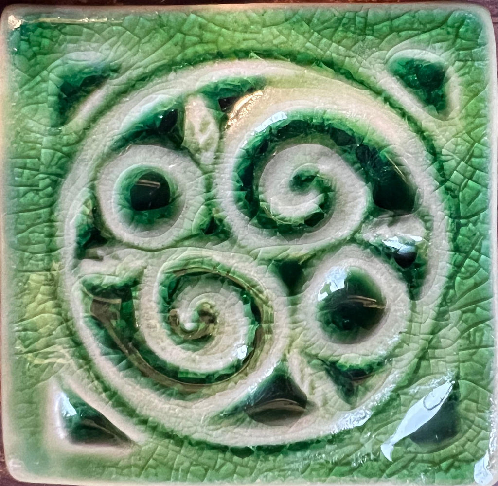 2"Celtic Double Spiral Handmade Ceramic Tile /Celtic Wall Art | UK & Europe Delivery
