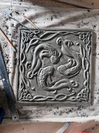 Handmade Ceramic Fish Tile Backsplash: Celtic Border, Turquoise Glaze